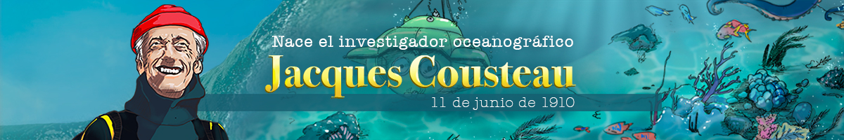 11 de junio de 1910 – Natalicio del investigador oceanográfico Jacques-Yves Cousteau Ilustración dedicada al explorador submarino francés Jacques-Yves Cousteau