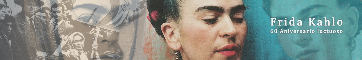 13 de julio de 1954 - 60º Aniversario del fallecimiento de Frida Kahlo Ilustración con varios momentos en la vida de Frida Kahlo