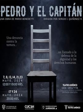 Cartel con información de la Puesta en escena: Pedro y el capitán