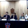 Miembros panelistas participantes en la rueda de prensa para dar a conocer el tema de “Desaparición forzada: un crimen de lesa humanidad (una visión desde el periodismo)”, Como parte del programa de la XIV edición de la Universidad Internacional de Verano, que organiza el CULagos.