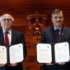 Rector General, maestro Itzcóatl Tonatiuh Bravo Padilla, firmó un convenio general de colaboración con la Facultad Latinoamericana de Ciencias Sociales (Flacso), sede México, representada por su Director General, doctor Francisco Valdés Ugalde.