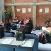 Estudiantes del área de la Comunicación y el Periodismo, en el interior de la Biblioteca Mediateca “Fernando del Paso”, durante la ceremonia de inauguración del Segundo Foro de Documental Sonoro en Español (Sonodoc) en el marco de las 10° Jornadas de Periodismo del Centro Universitario de la Ciénega de la Universidad de Guadalajara.