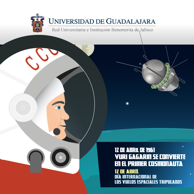 Yuri Gagarin hizo su viaje el 12 de abril de 1961 Perfil ilustrado de Yuri Gagarin con la capsula espacial del VOSTOK I
