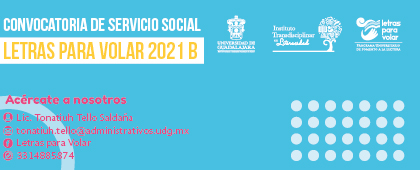 Convocatoria de servicio social "Letras para Volar 2021B"