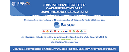 Convocatoria para estudiar idiomas dirigida a estudiantes, profesores o administrativos de la Universidad de Guadalajara