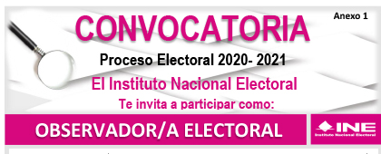Convocatoria para participar como observadoras/observadores electorales durante el Proceso 2020-2021