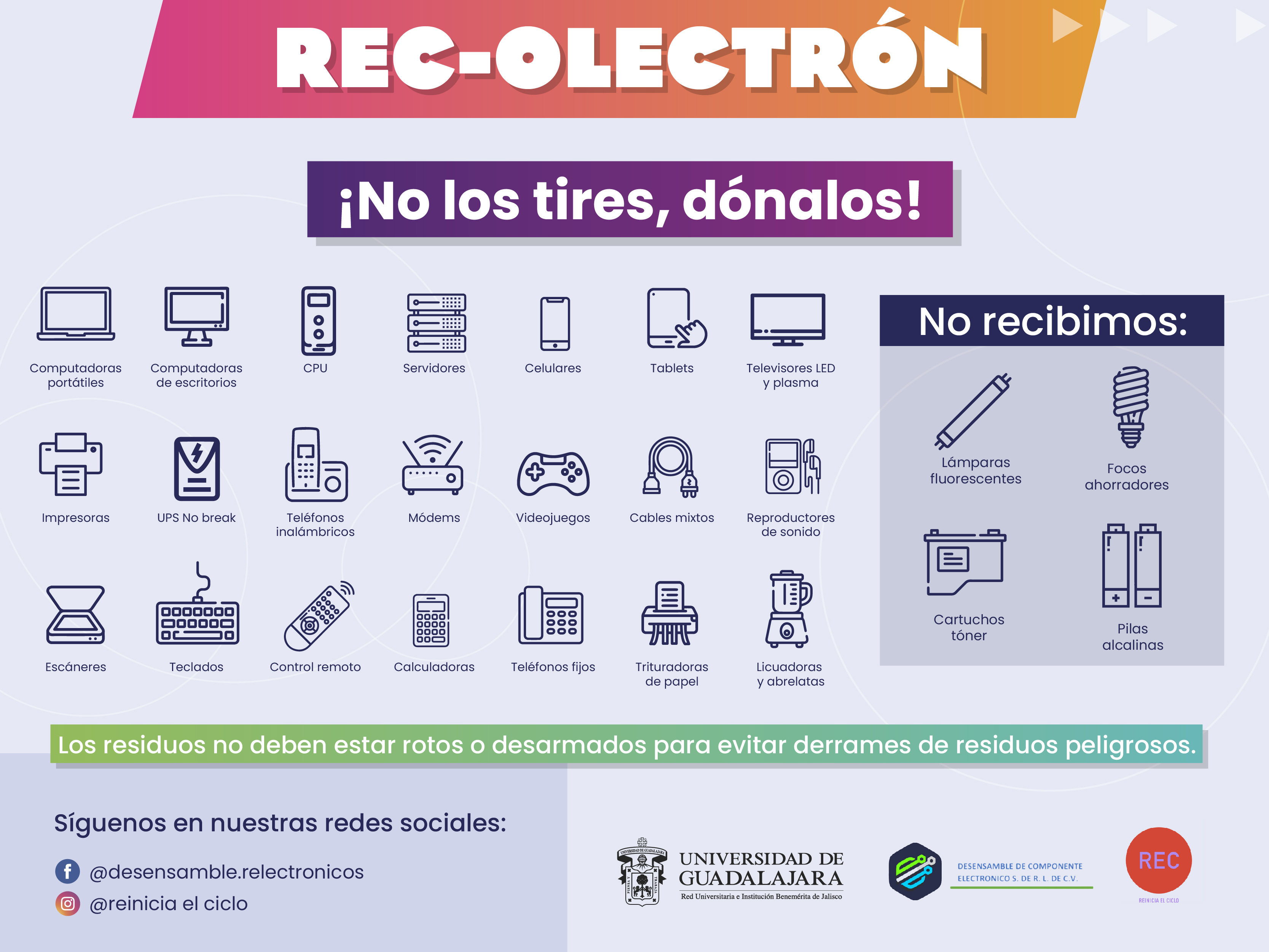 Cartel del Rec-olectrón. Si tienes residuos electrónicos ¡No los tires, recíclalos!