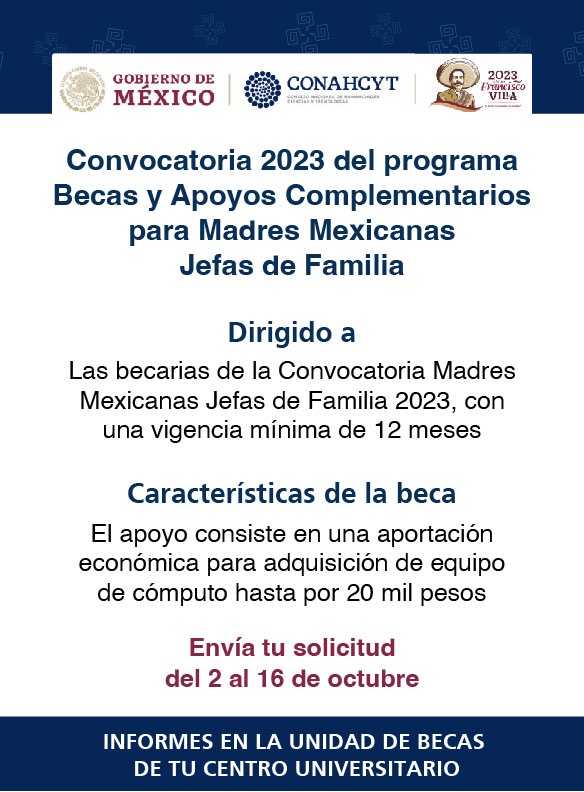Convocatoria 2023 del Programa Becas y Apoyos Complementarios para Madres Mexicanas Jefas de Familia