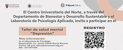 Cartel de Participa en el Taller de salud mental “Depresión”