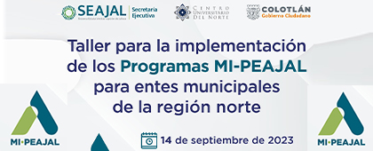 Cartel del Taller para la implementación de los Programas MI-PEAJAL para entes municipales de la región norte
