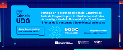 Cartel de la Segunda edición del Concurso de Tesis de Posgrados para la difusión de resultados de investigación de la Universidad de Guadalajara