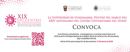 Cartel del XIX Encuentro de Especialistas de la Región Norte de Jalisco y sur de Zacatecas