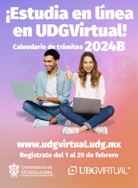 Cartel ¡Estudia en línea en UDGVirtual! Calendario de trámites 2024B