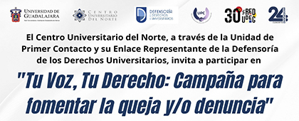 Cartel de Tu voz, tu derecho: Campaña para fomentar la queja y/o denuncia