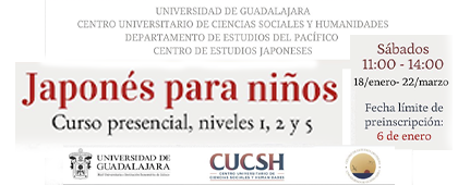 Cartel de Japonés para niños. Curso presencial, niveles 1, 2 y 5. Invierno 2025