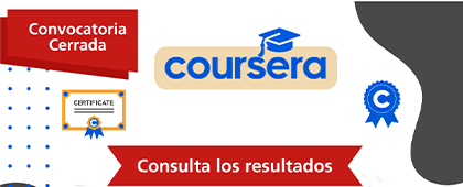 Cartel de consulta el dictamen de beneficiarios para la obtención de una de las licencias de Coursera