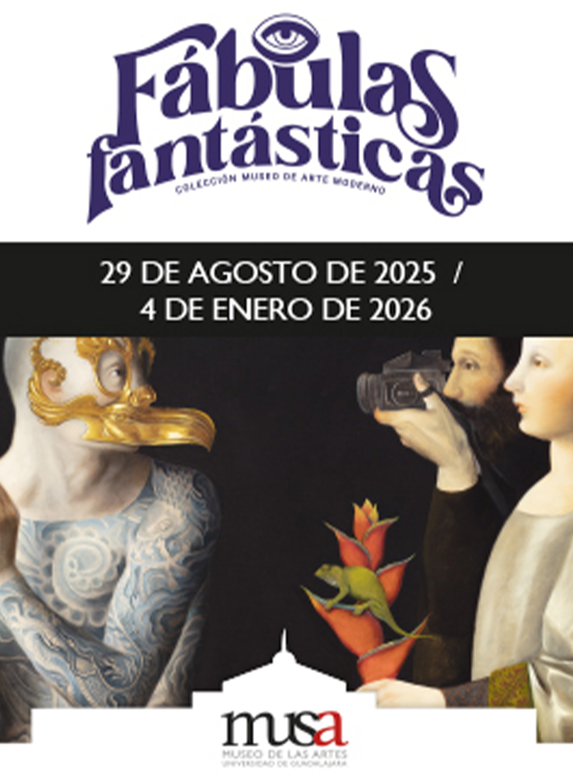 Banner de la Exposición: Fábulas fantásticas. Colección Museo de Arte Moderno