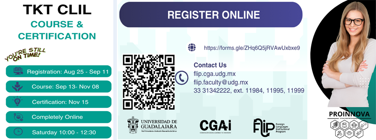 Cartel de la convocatoria CLIL para docentes de la UdeG