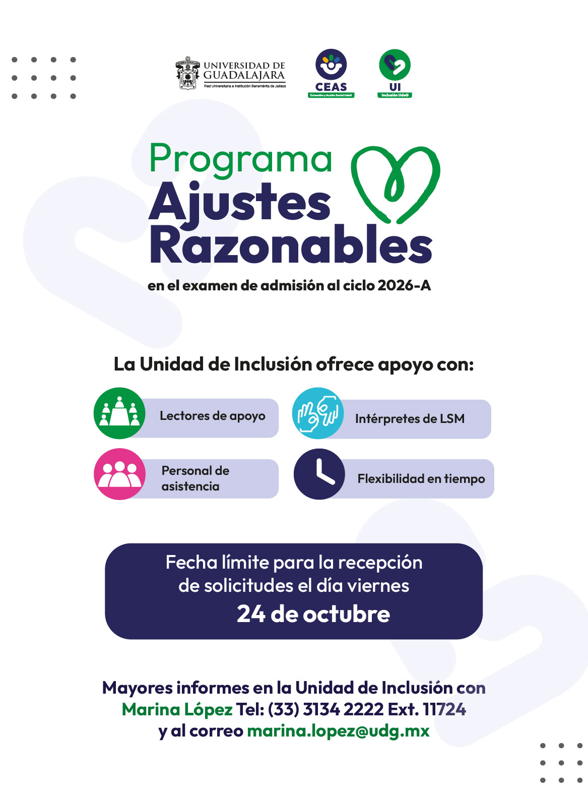 Banner del Programa Ajustes Razonables en el examen de admisión al ciclo 2026-A
