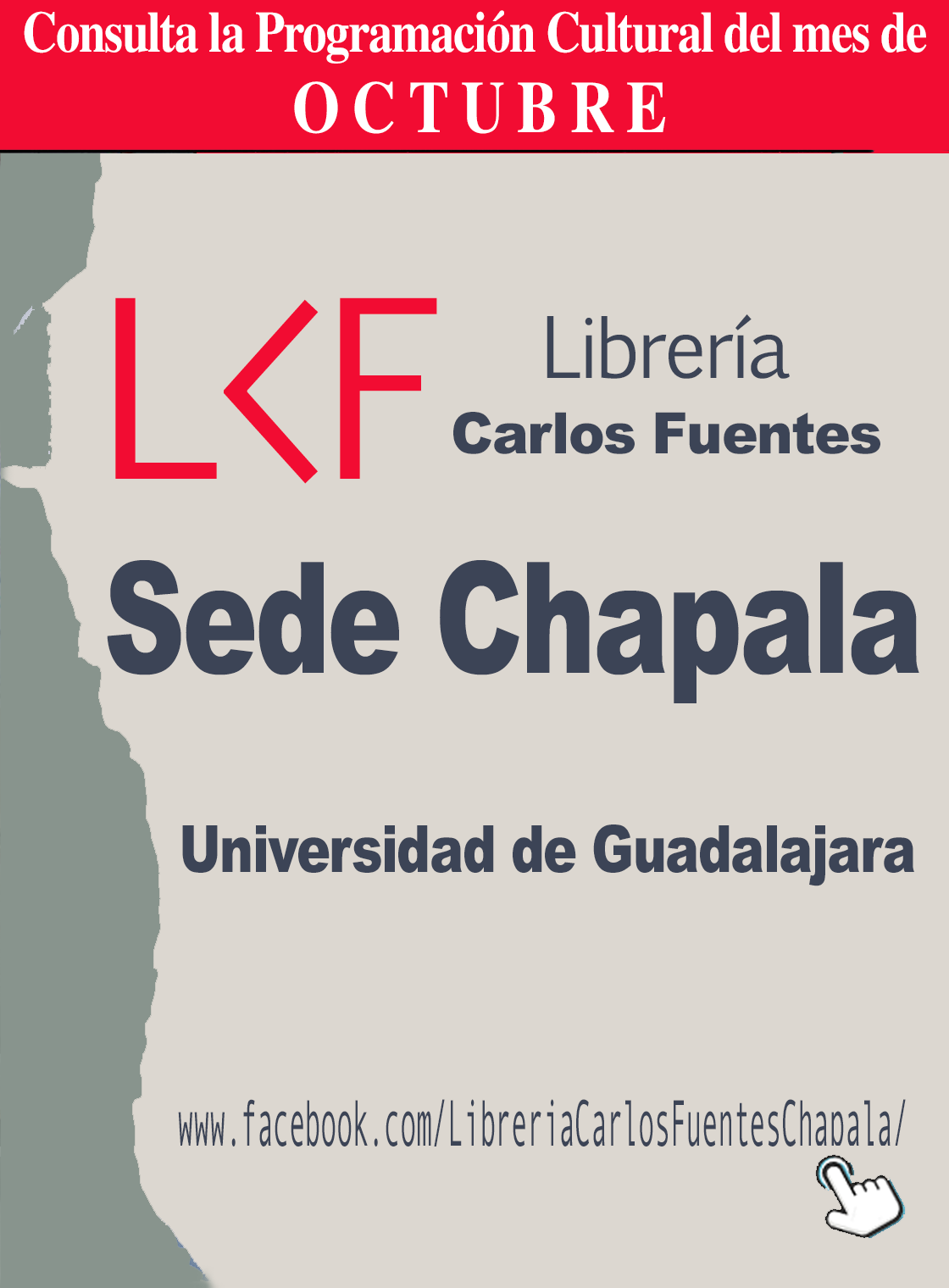 Banner de la Programación del mes de OCTUBRE de la Librería Carlos Fuentes, sede Chapala