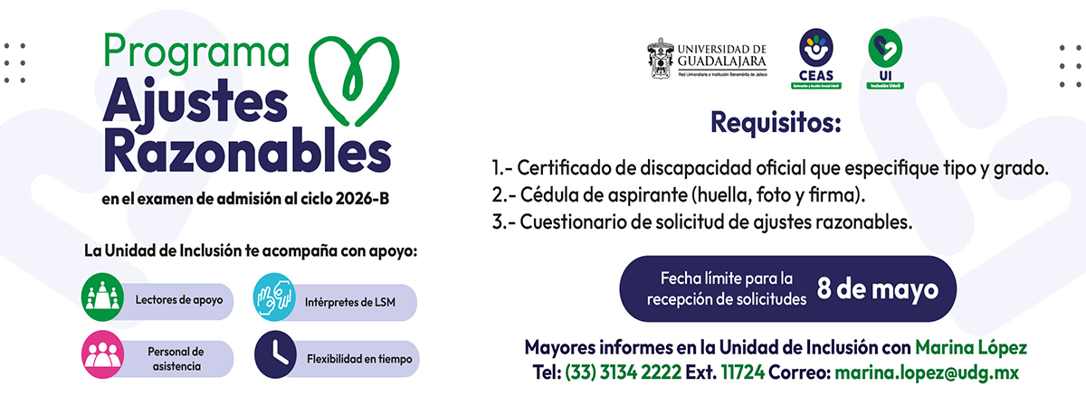 Cartel del Programa Ajustes Razonables en el examen de admisión al ciclo 2026-B