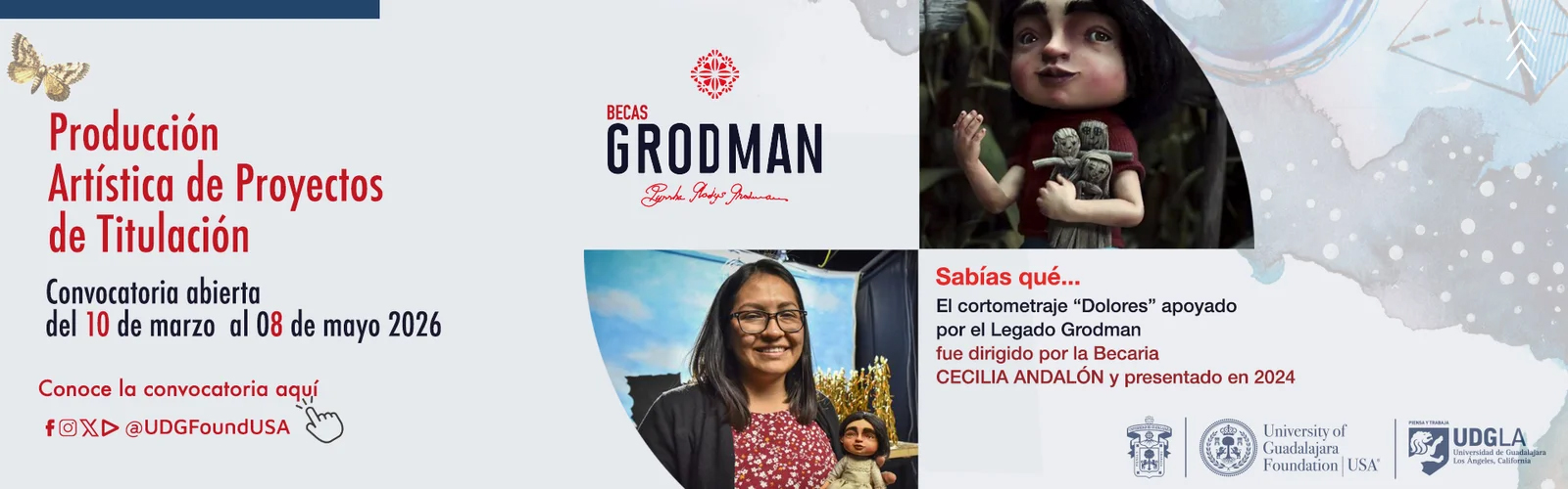 Cartel de la Beca Grodman para la producción artística de proyectos de titulación de la Universidad de Guadalajara 2026
