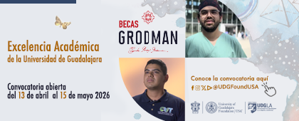 Cartel de la Convocatoria del Programa Grodman de Becas de Excelencia Académica de la Universidad de Guadalajara 2026