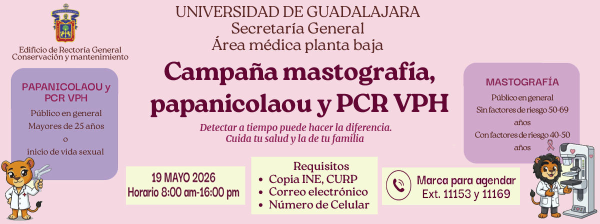 Cartel de la Campaña mastografía, papanicolaou y PCR VPH