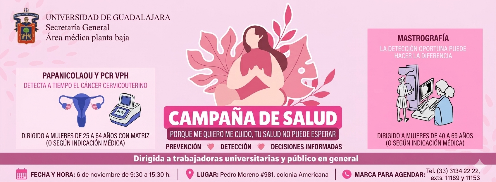 Cartel de la Campaña de salud "Porque me quiero me cuido, tu salud no puede esperar"