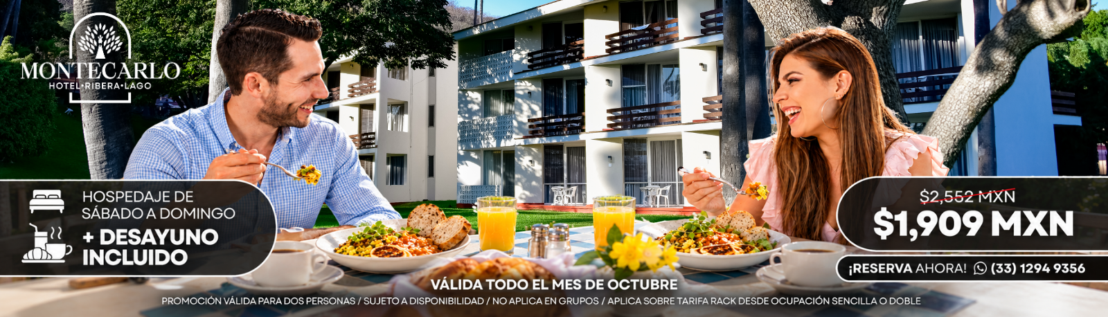 Cartel Conecta con el sabor, la vista y el momento en el Hotel Montecarlo