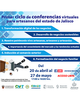 Primer ciclo de conferencias virtuales para artesanos del Estado de Jalisco