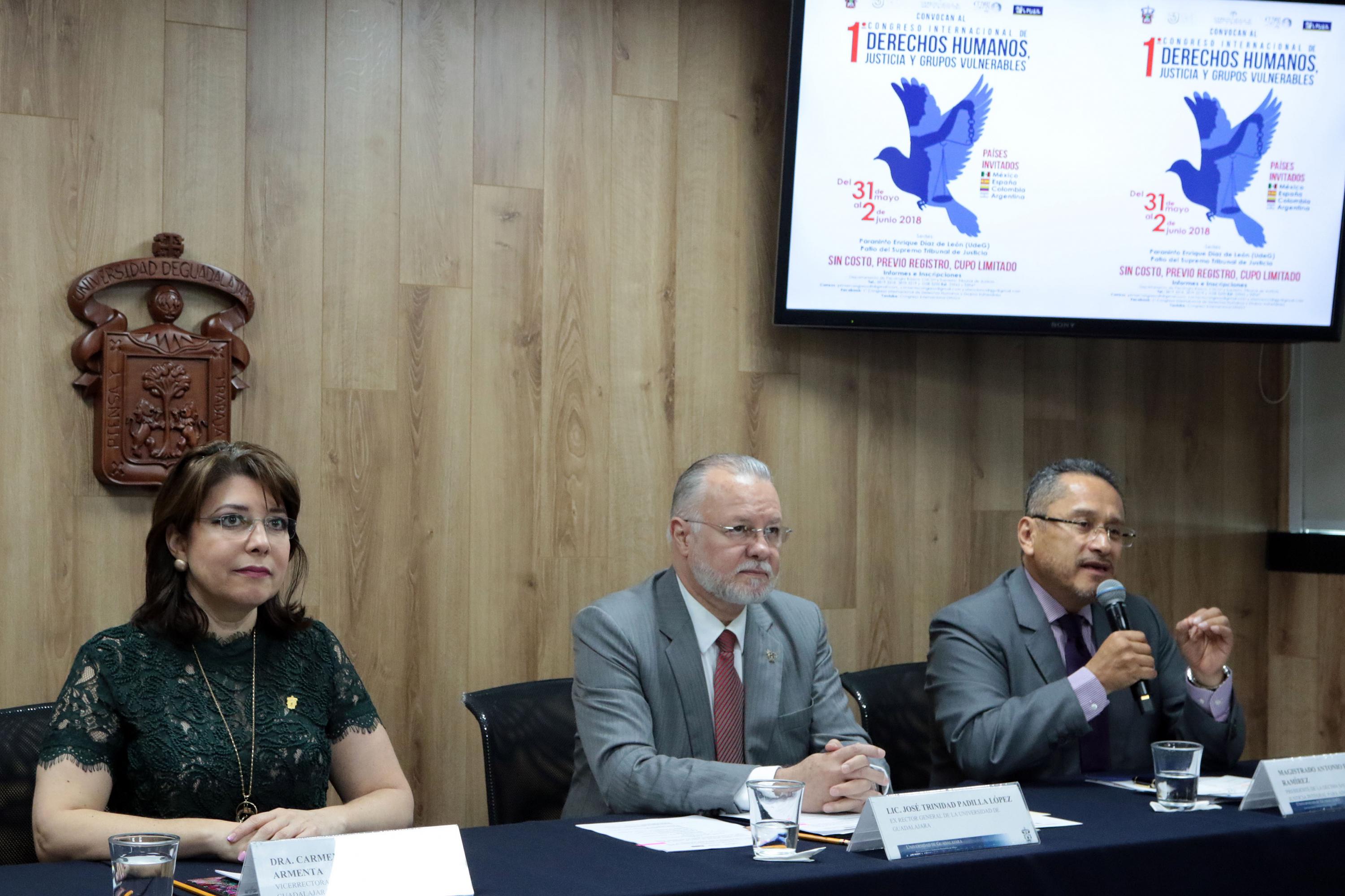 Rueda de prensa en el que se dió a conocer el primer Congreso Internacional sobre Derechos Humanos, Justicia y Grupos Vulnerables.