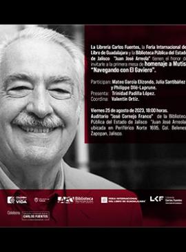 Cartel de la Primera mesa de homenaje a Mutis, "Navegando con El Gaviero"