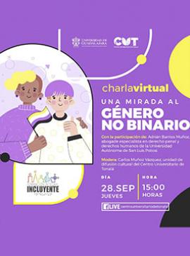 Cartel de la Charla virtual: Una mirada al género no binario Cartel de la Charla virtual: Una mirada al género no binario