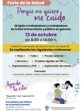 Cartel de la Feria de la salud "Porque me quiero me cuido"