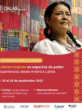 Cartel de la Plataforma para el Diálogo: «Líderes mujeres en espacios de poder. Experiencias desde América Latina y Europa»
