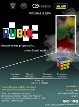 Cartel de la Obra de teatro Rubik, con el grupo Quinto Piso