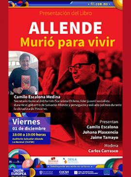 Cartel de la Presentación del libro: Allende murió para vivir