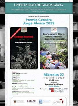 Cartel del Acto de ceremonia del Premio Cátedra Jorge Alonso 2023 Cartel del Acto de ceremonia del Premio Cátedra Jorge Alonso 2023