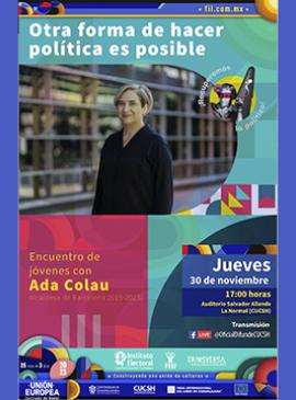 Cartel del Encuentro de jóvenes con Ada Colau, Alcaldesa de Barcelona 2015-2023 Cartel del Encuentro de jóvenes con Ada Colau, Alcaldesa de Barcelona 2015-2023