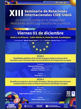 Cartel del XIII Seminario de Relaciones Internacionales CIDE-UdeG