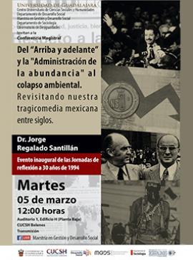 Cartel de la Conferencia magistral Del arriba y adelante y la Administración de la abundancia al colapso ambiental Cartel de la Conferencia magistral Del arriba y adelante y la Administración de la abundancia al colapso ambiental