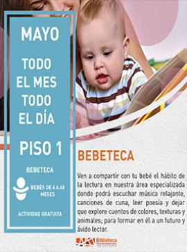 Cartel con información de la Bebeteca de la Biblioteca Pública del Estado de Jalisco "Juan José Arreola"