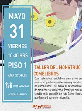 Cartel con información del Taller del monstruo comelibros