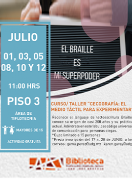 Cartel del Curso/taller “Cecografía: El medio táctil para experimentar” Cartel del Curso/taller “Cecografía: El medio táctil para experimentar”