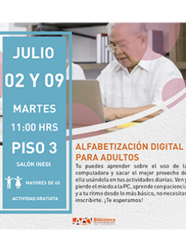 Cartel de Alfabetización digital para adultos