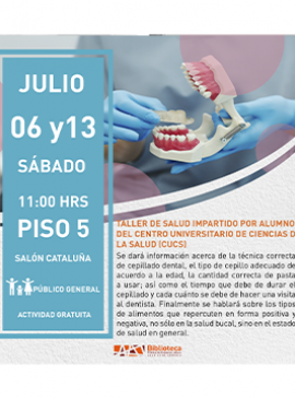 Cartel del Taller de salud impartido por alumnos del Centro Universitario de Ciencias de la Salud (CUCS)