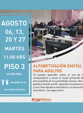 Cartel de Alfabetización digital para adultos