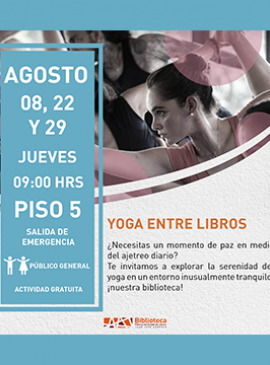 Cartel de Yoga entre libros