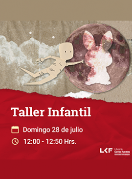 Cartel del Taller infantil. Título: El conejo en la cara de la luna